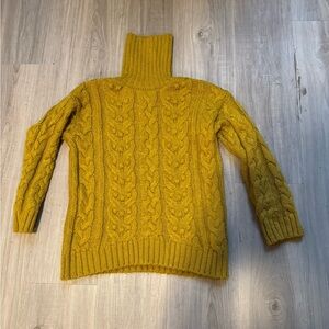 Zara Yellow Cable Knit Turtleneck Sweater